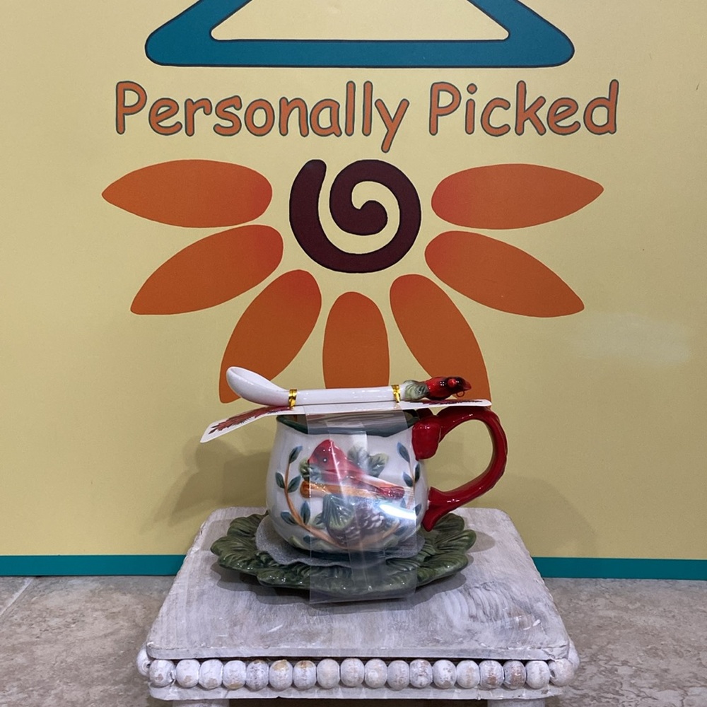 Corner Ruby Holiday Collection Teacup and Saucer Set